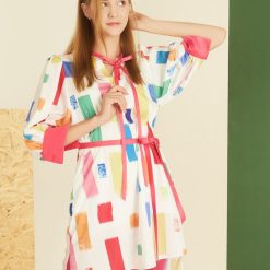 XIAO márkájú, színes négyzet alakú nyári ruha