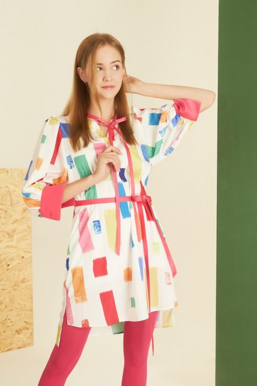 XIAO márkájú, színes négyzet alakú nyári ruha