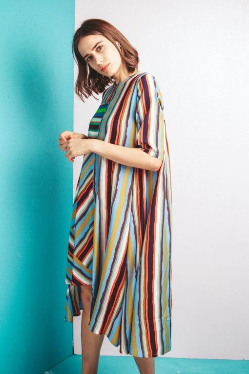 Designer brand XIAO colorful striped dress